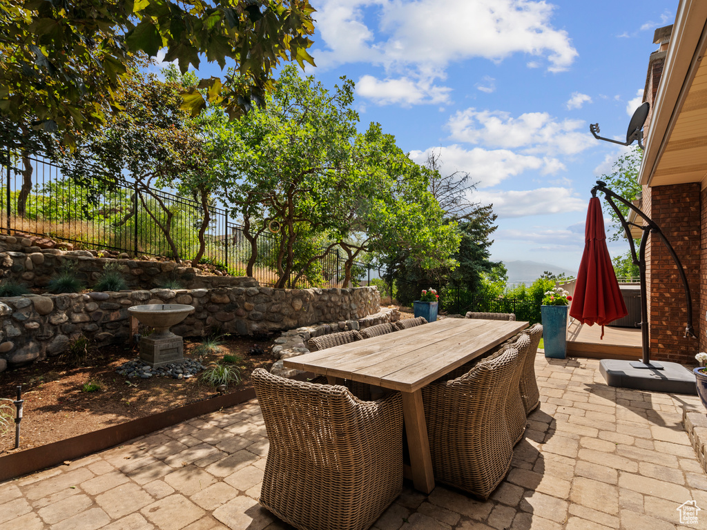 View of patio featuring outdoor dining area