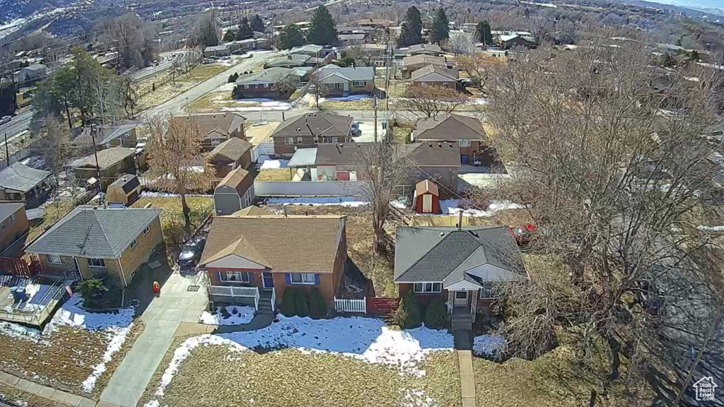 Aerial perspective of suburban area