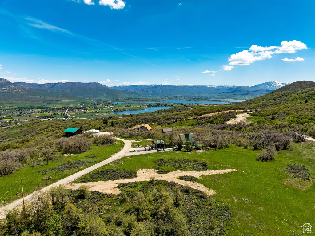 Drone / aerial view of a water and mountain view