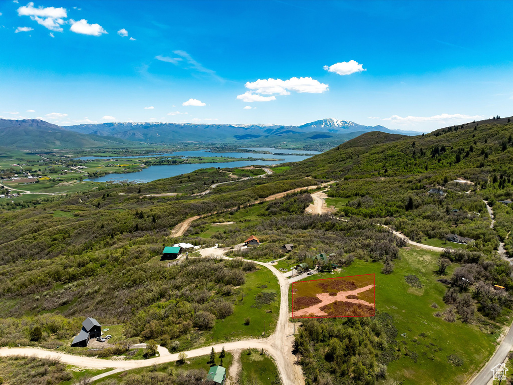 Drone / aerial view of a water and mountain view