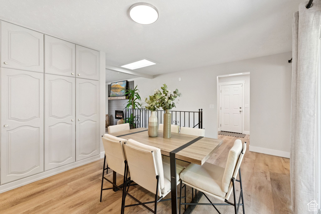 Dining room with light wood-type flooring