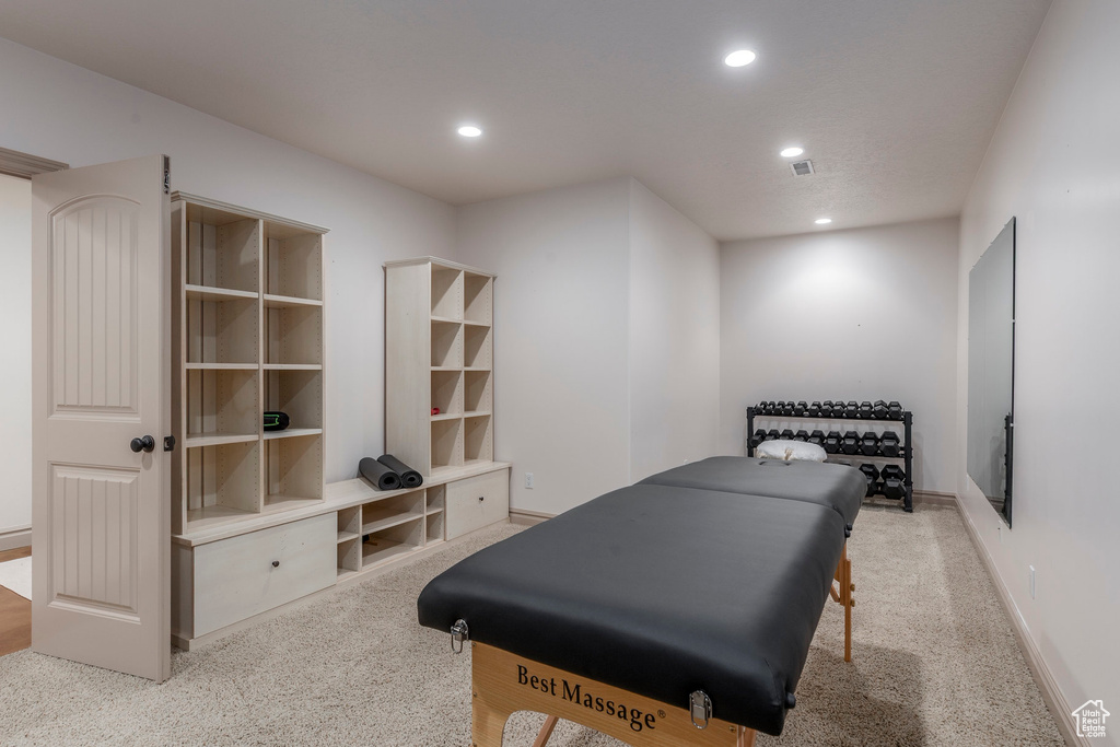 Playroom featuring carpet and recessed lighting