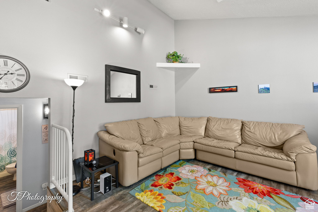 Living area featuring wood finished floors