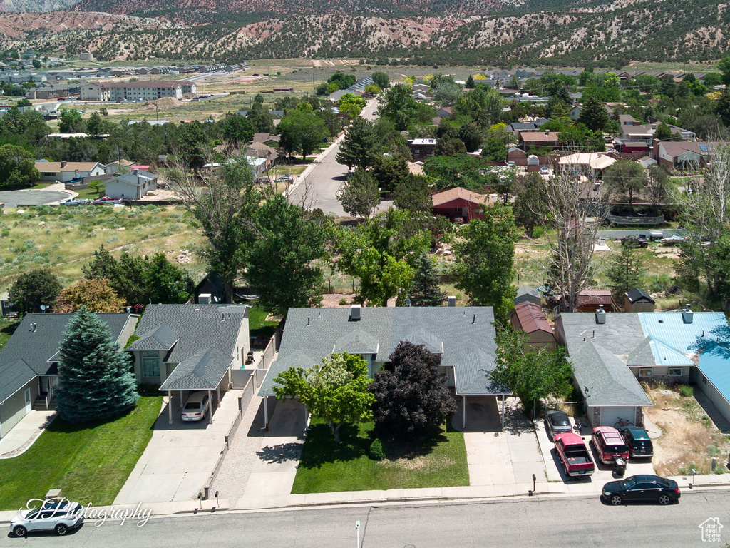 Aerial perspective of suburban area