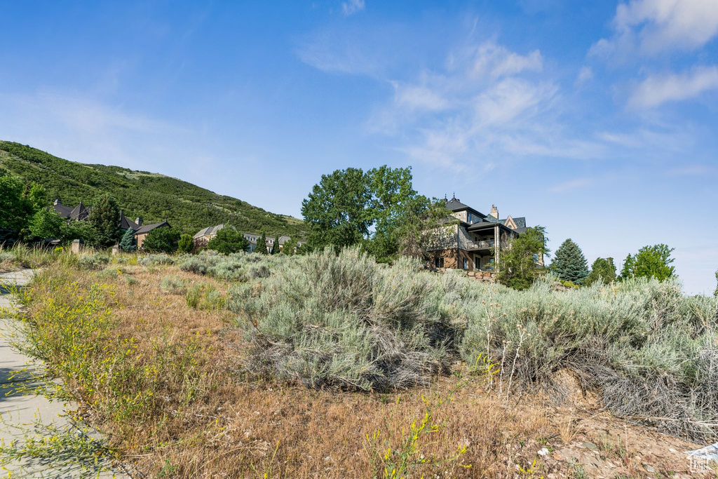 View of yard featuring a mountain view