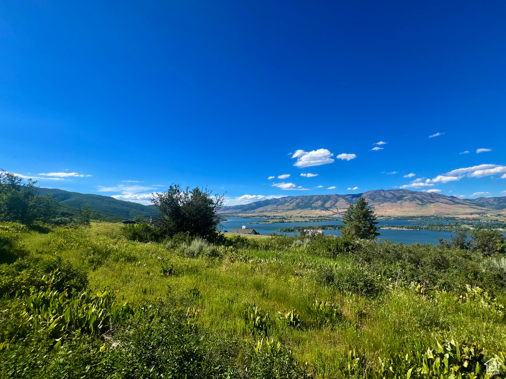 Mountain view with a large body of water