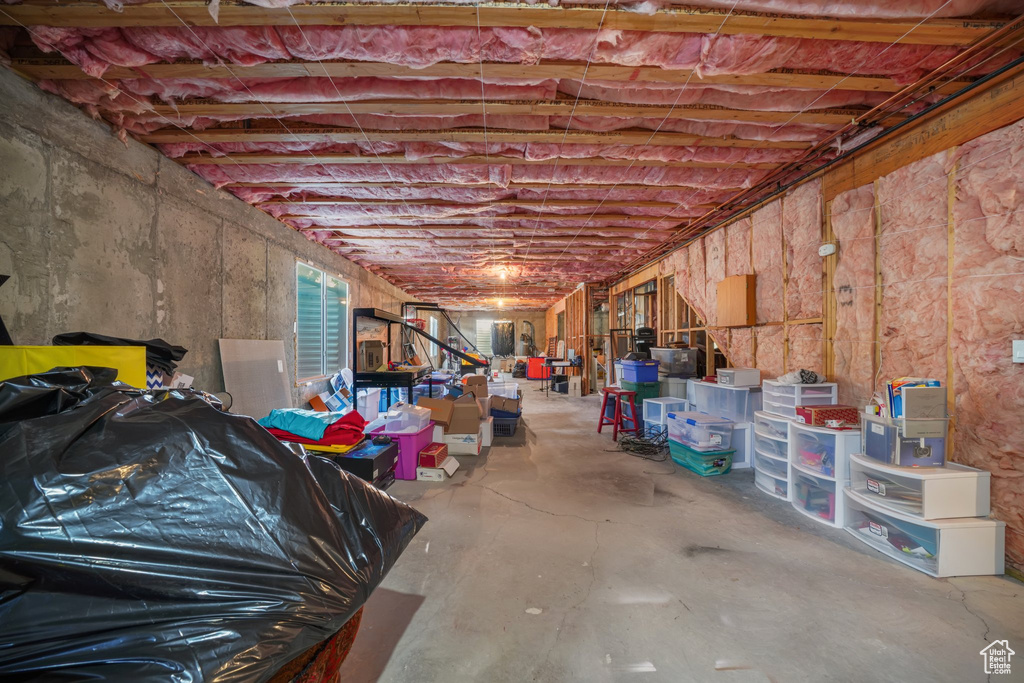 View of unfinished basement