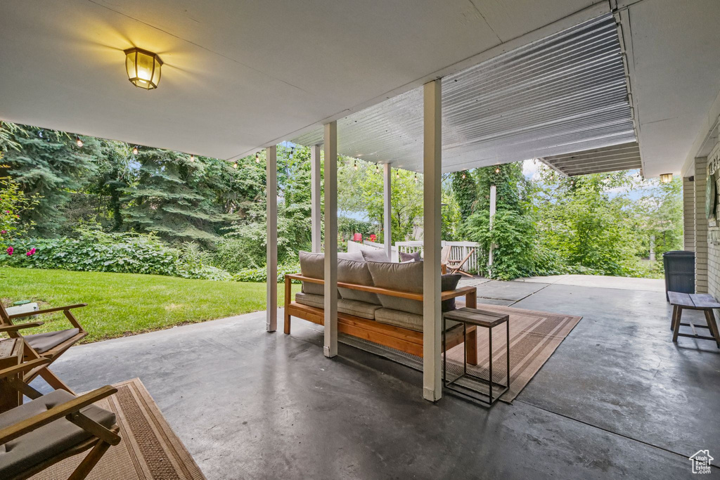 View of patio featuring an outdoor living space