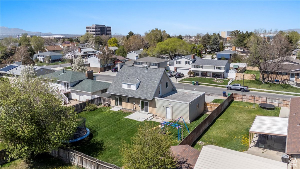 Aerial perspective of suburban area