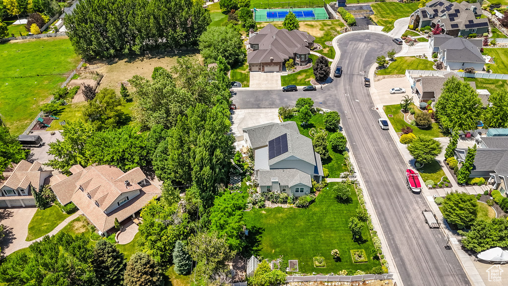 Aerial perspective of suburban area