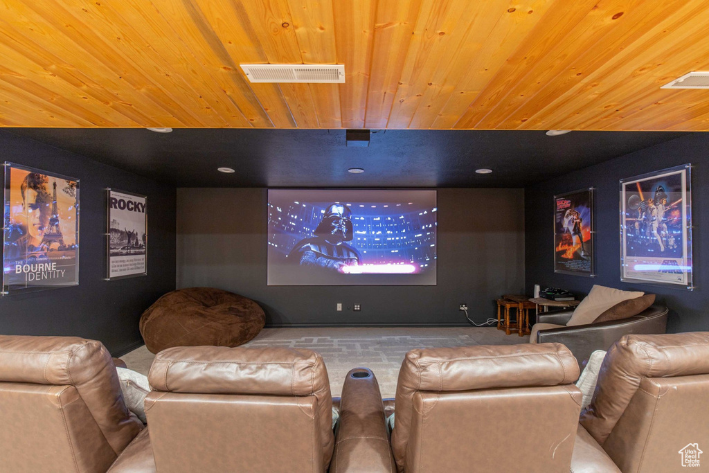 Cinema with wood ceiling