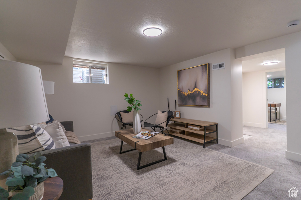 Living room with baseboards and carpet flooring