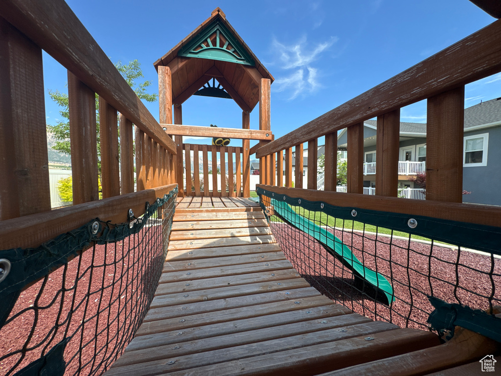View of wooden deck