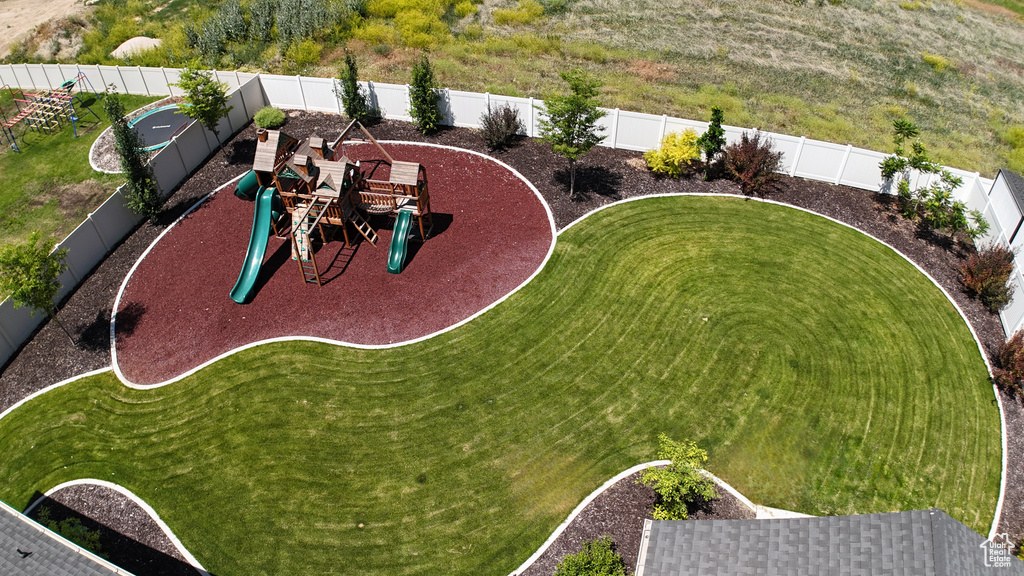 View of fenced backyard