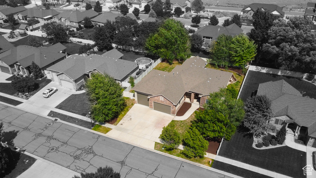 Aerial perspective of suburban area