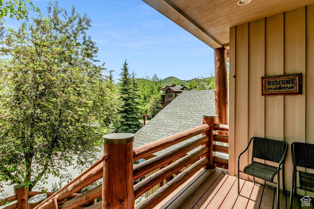 Balcony with a mountain view
