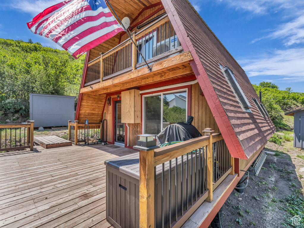Wooden terrace with grilling area