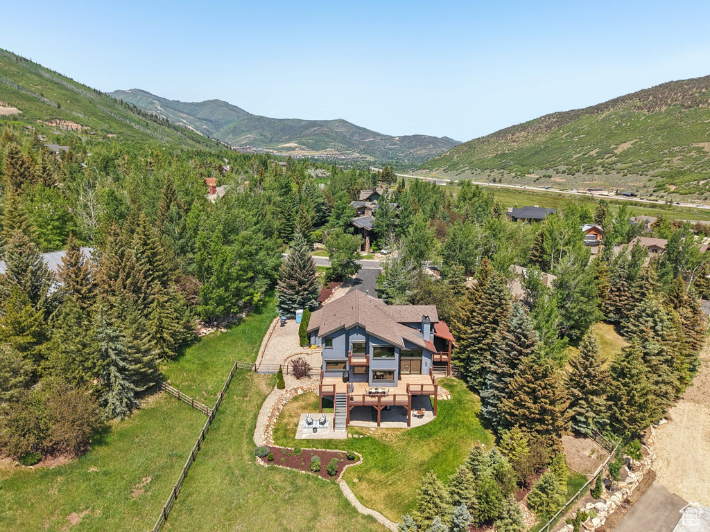 View of subject property with mountains