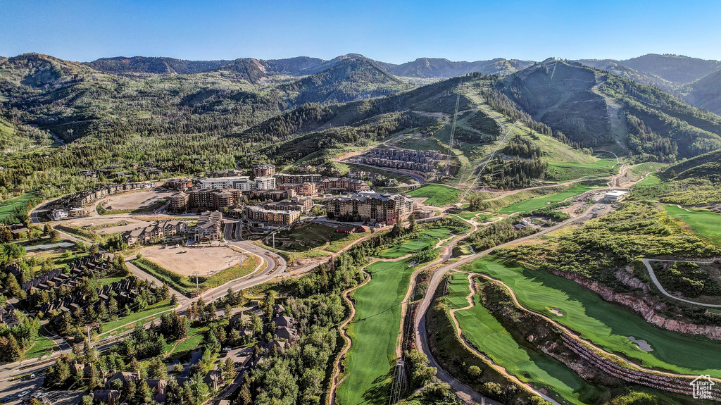View of mountain background with a local golf course