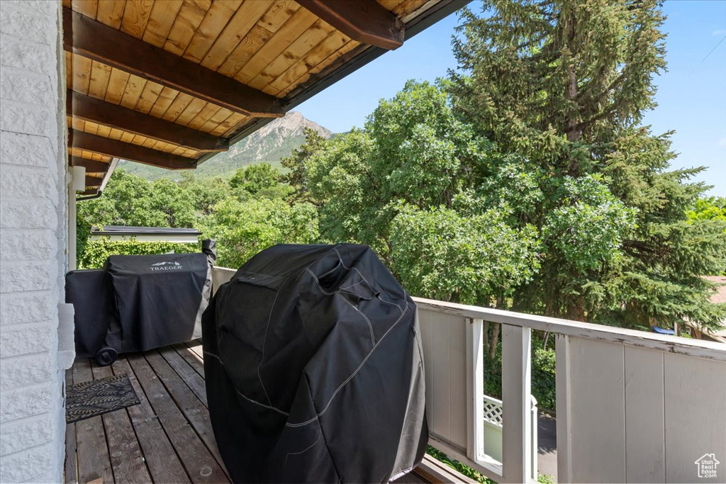 Wooden terrace with area for grilling