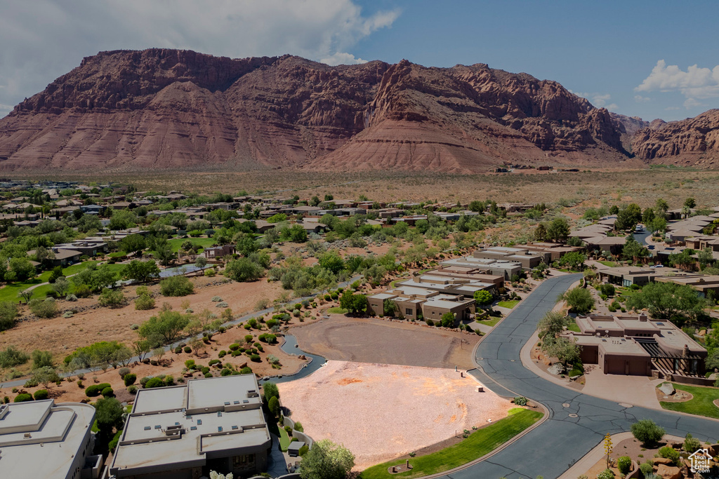 View of mountain backdrop with nearby suburban area