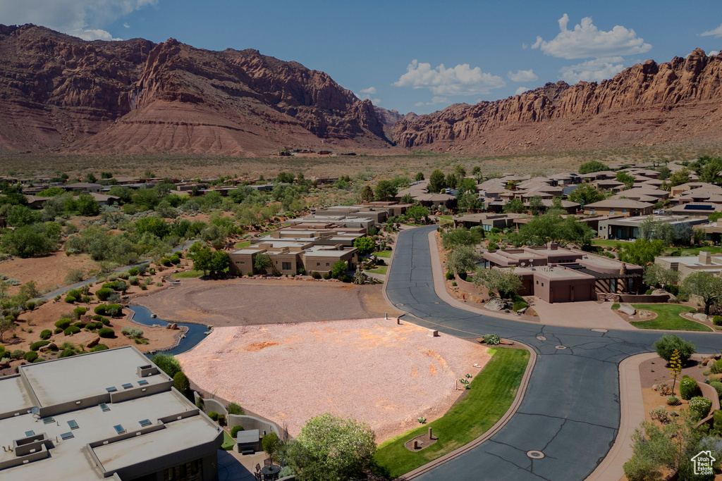 View of mountain background with nearby suburban area