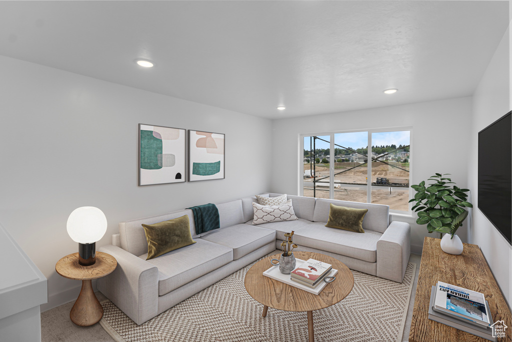 Living area with recessed lighting