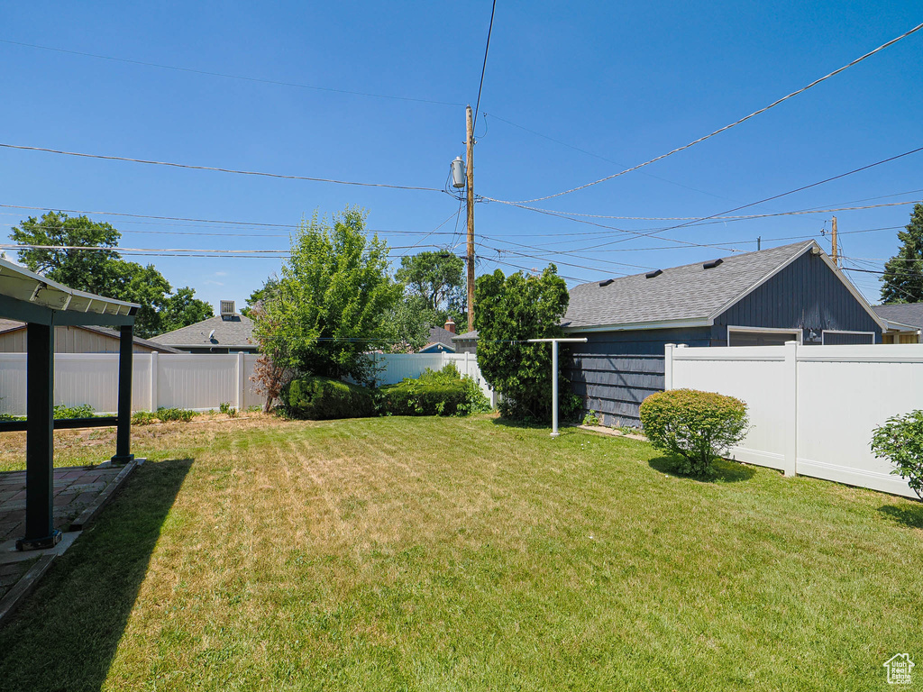 View of fenced backyard