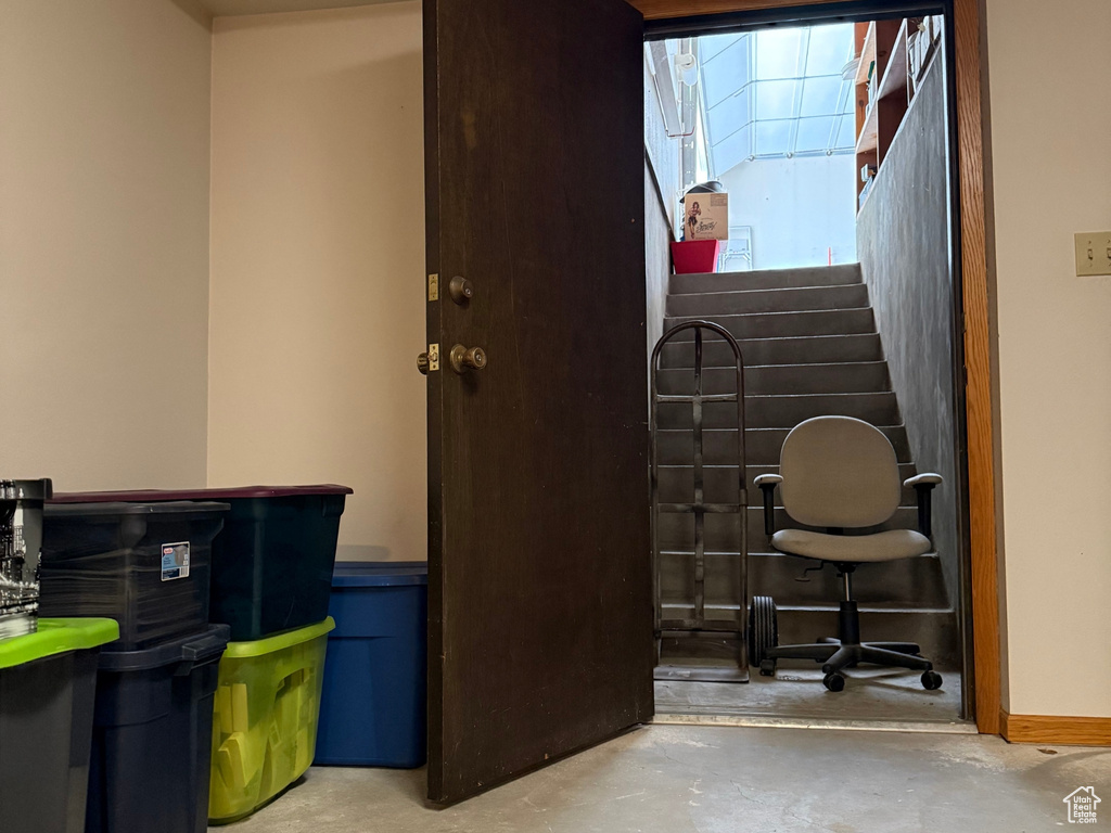 Interior space with concrete floors