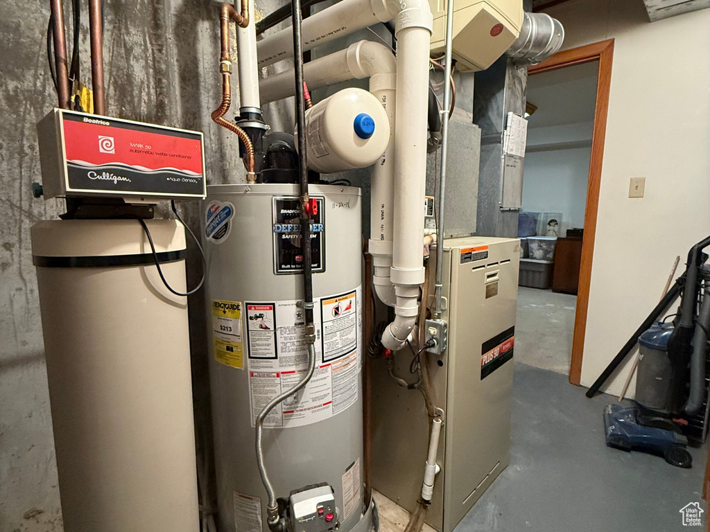 Utility room featuring gas water heater