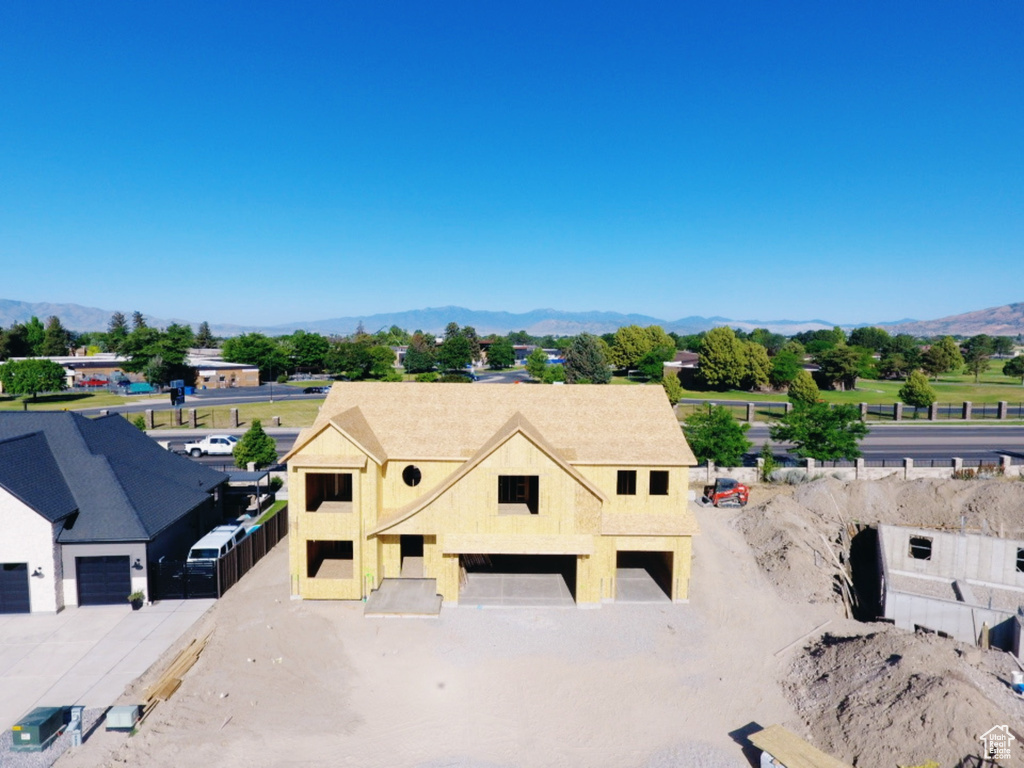 View from above of property with mountains