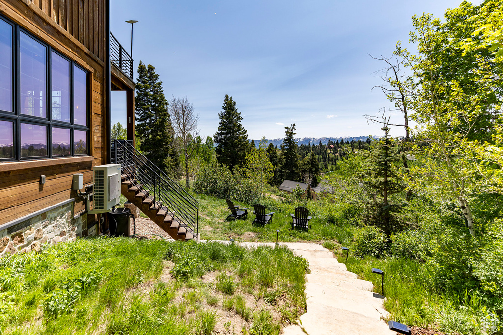 View of yard with stairway