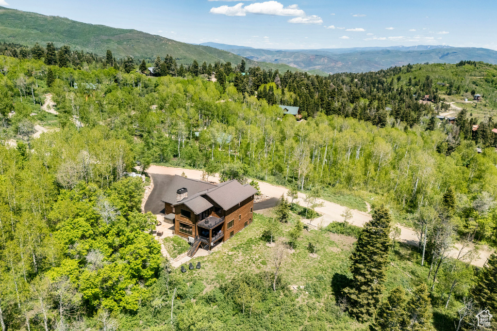 View from above of property featuring mountains