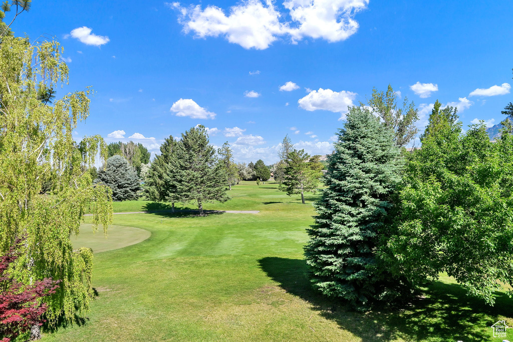Surrounding community featuring a yard and golf course view