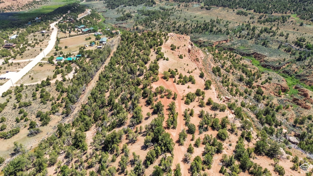 Aerial overview of property's location with rural landscape