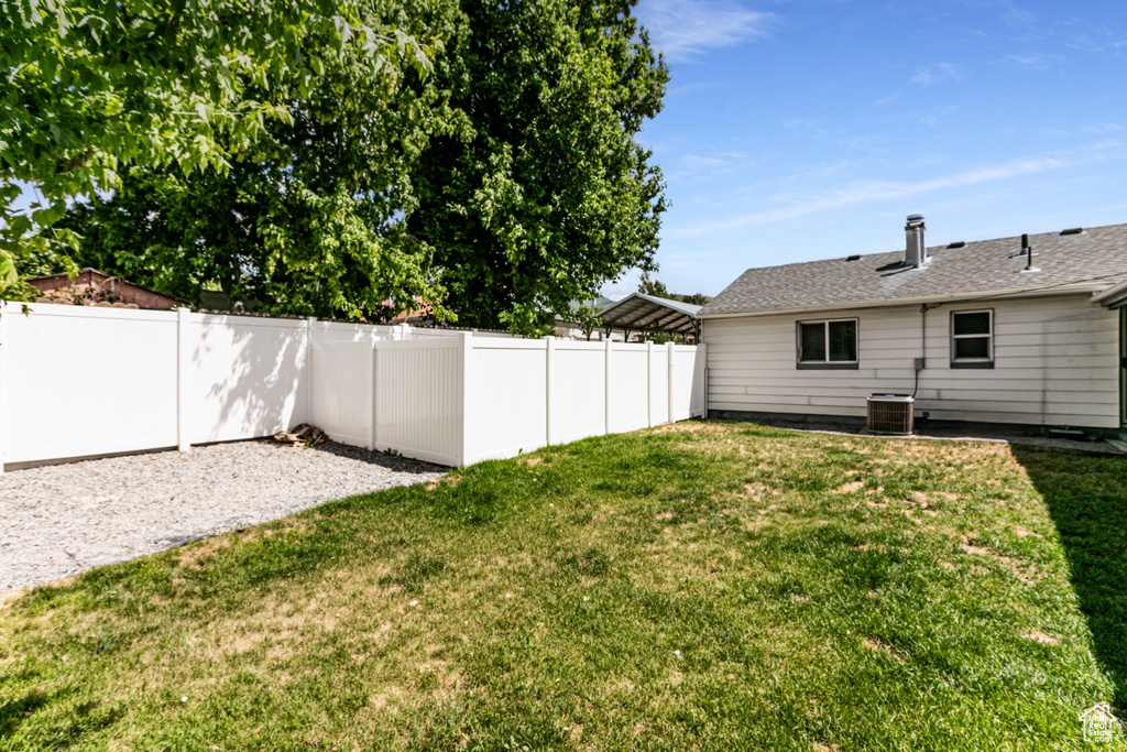 View of fenced backyard
