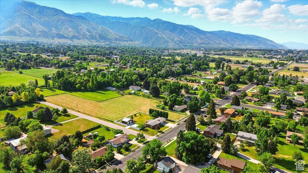Bird\'s eye view of a mountain backdrop