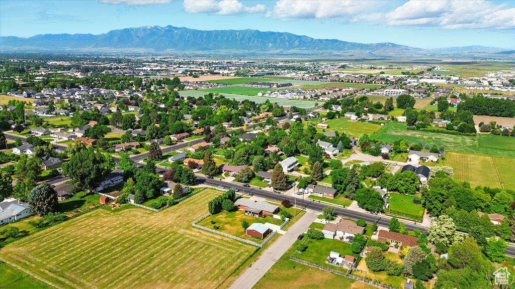 Drone / aerial view of a mountain backdrop