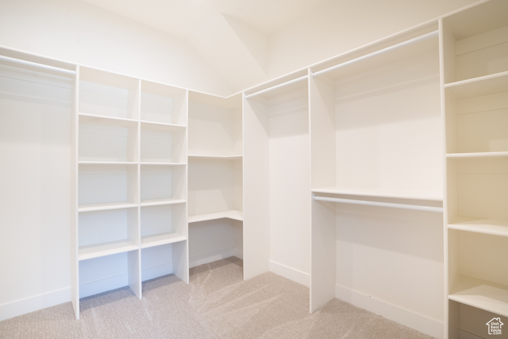 Walk in closet featuring carpet flooring