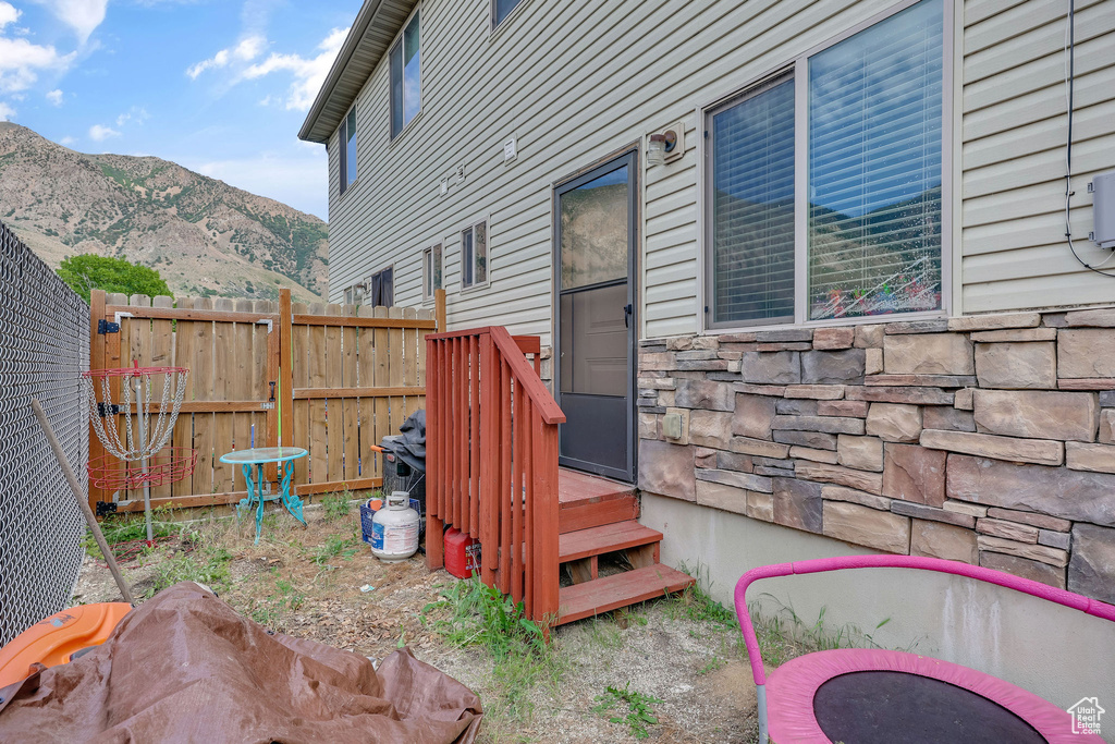 View of yard with a mountain view