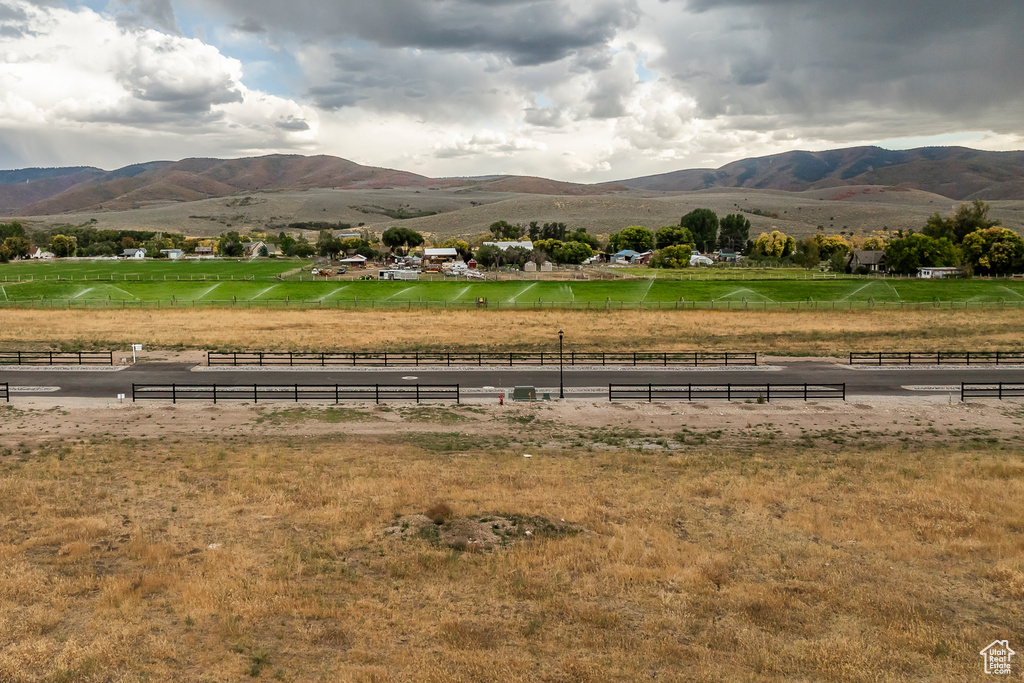 View of mountain background with rural landscape