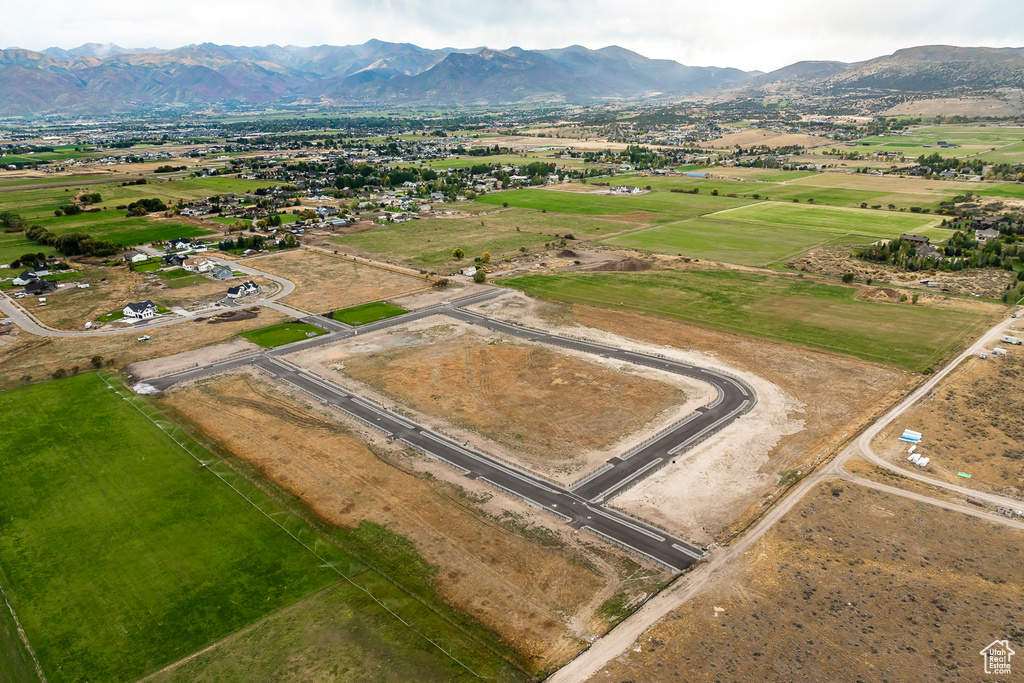 Bird's eye view of a mountain backdrop