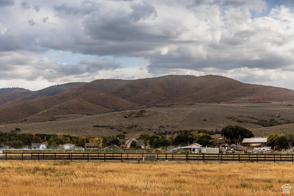 View of mountain background with rural landscape