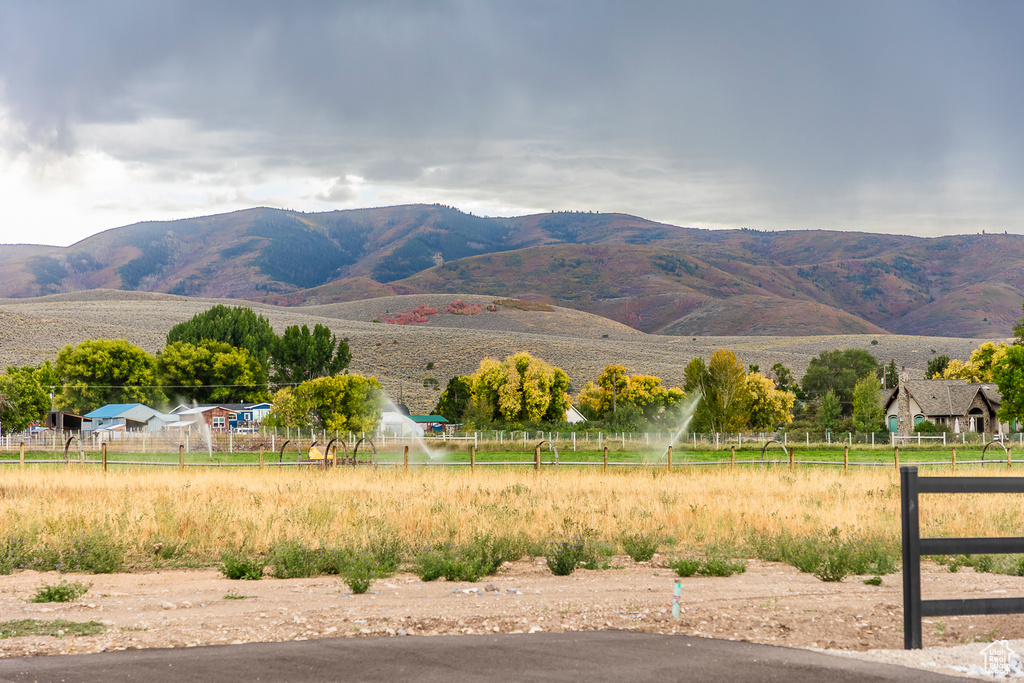 View of mountain background with rural landscape