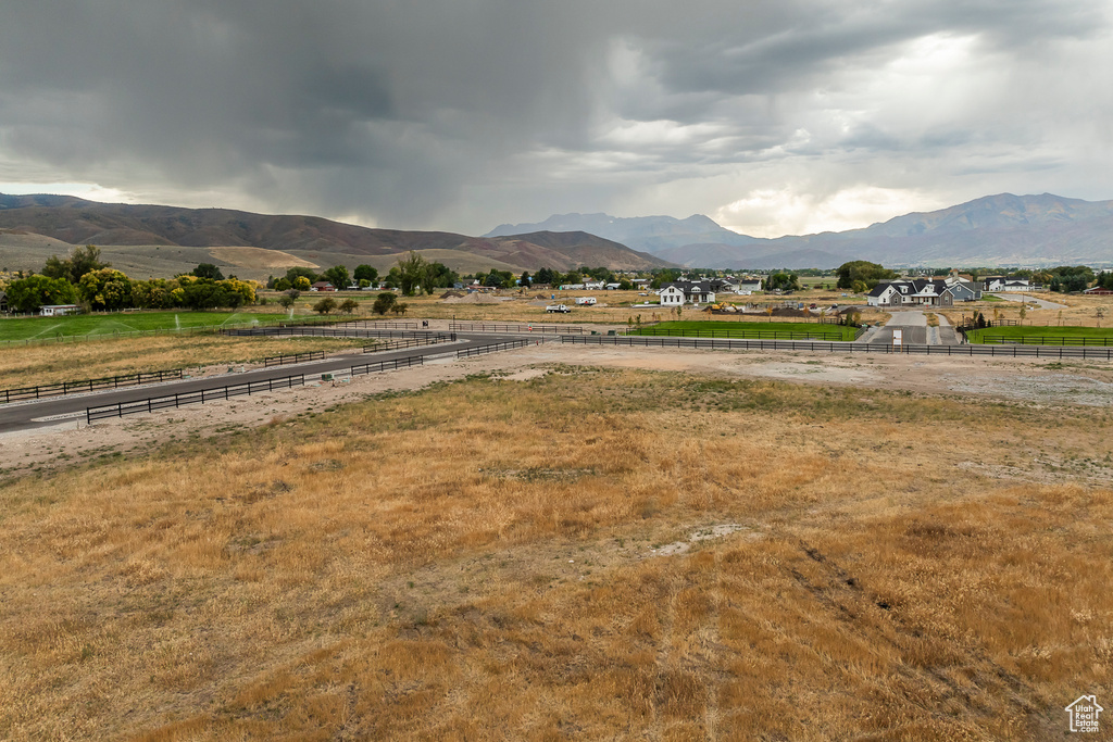 View of mountain background with rural landscape