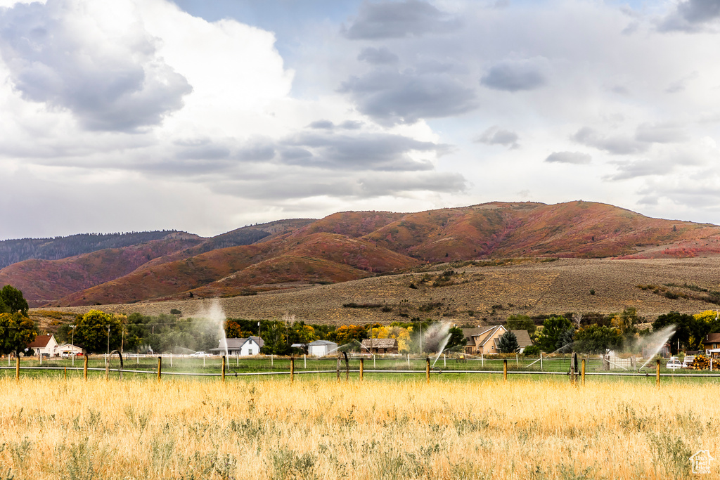 View of mountain background with rural landscape