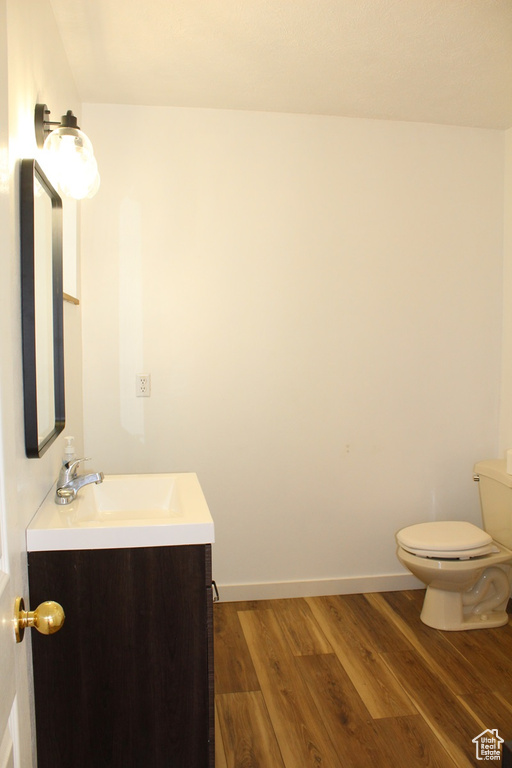 Bathroom with vanity and wood finished floors