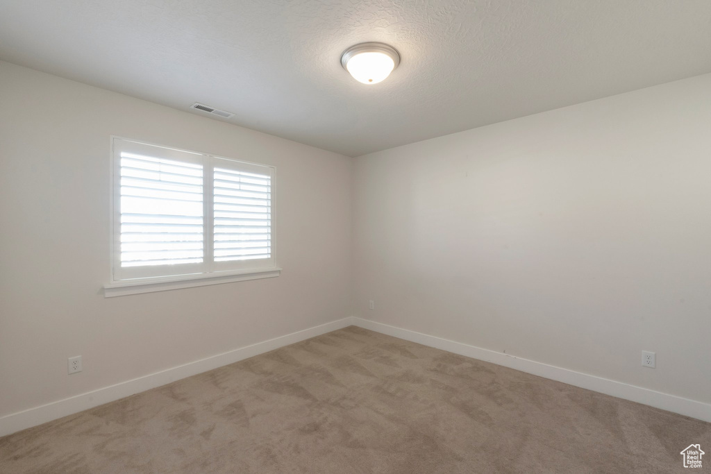 Unfurnished room with light carpet and baseboards