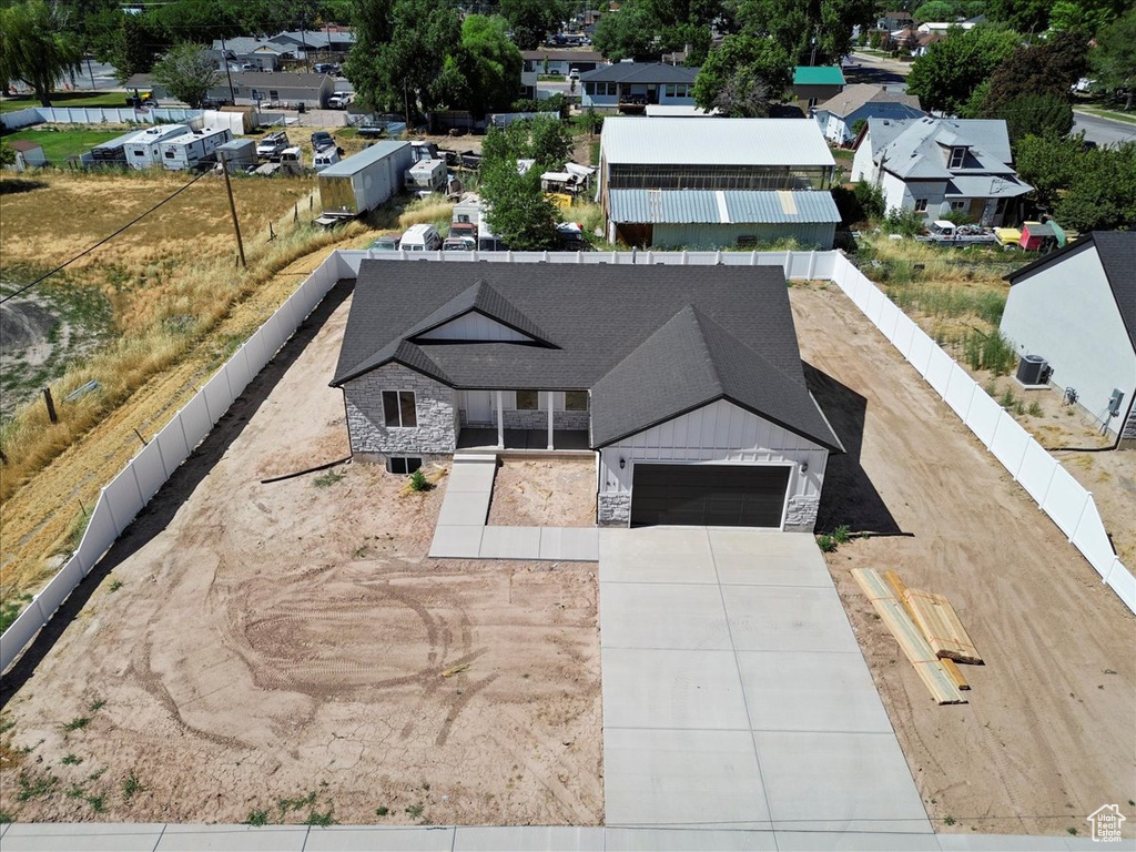 Aerial perspective of suburban area