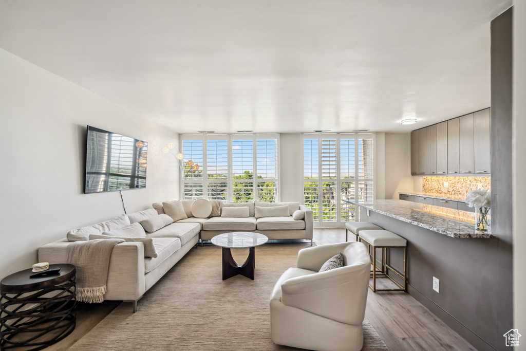 Living area featuring wood finished floors